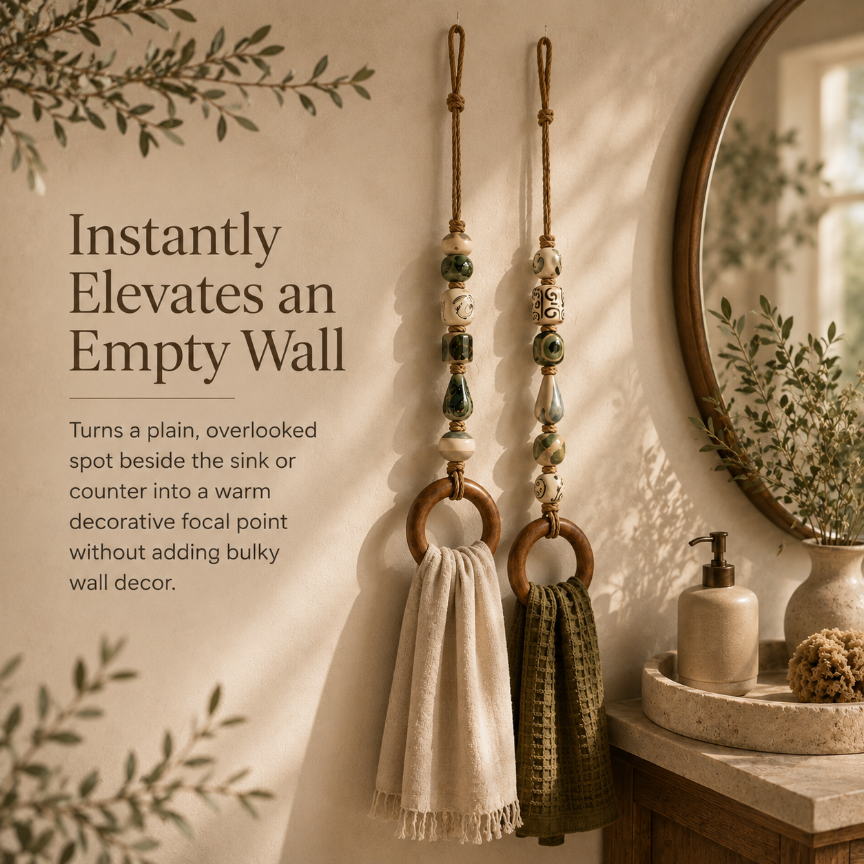 Vintage Ceramic Bead Hanging Towel Ring