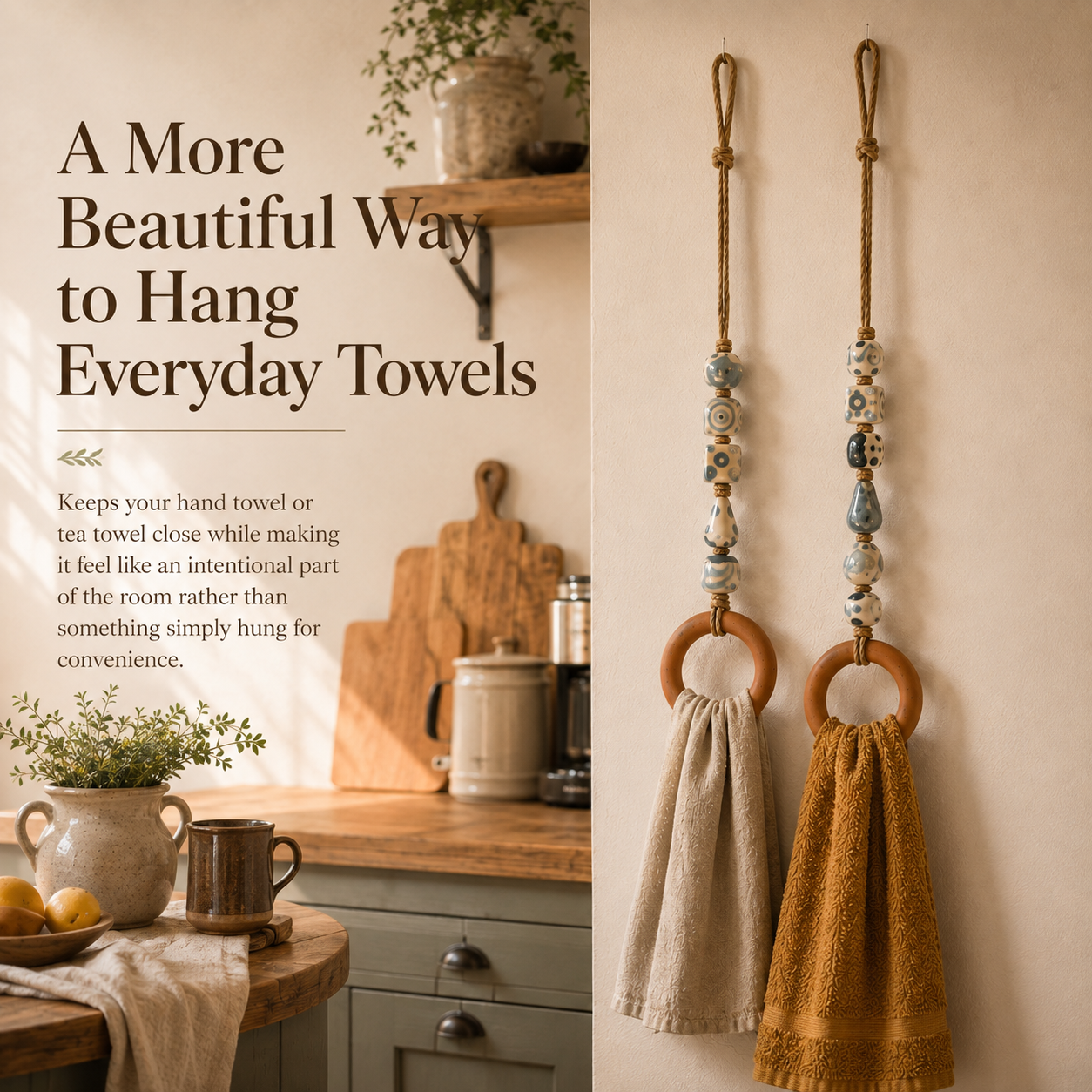 Vintage Ceramic Bead Hanging Towel Ring