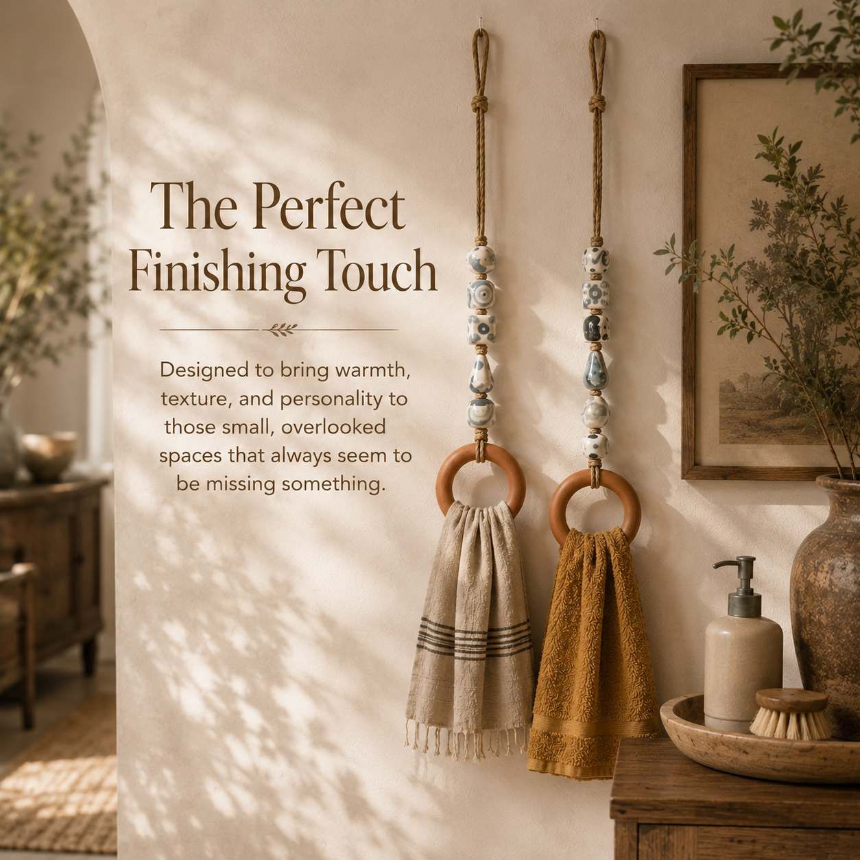 Vintage Ceramic Bead Hanging Towel Ring