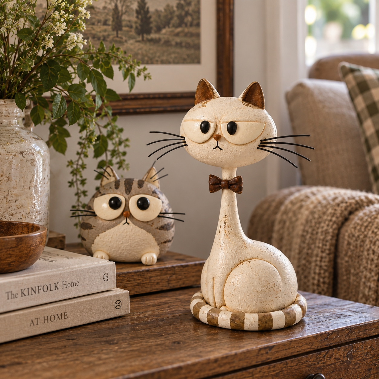 Vintage Folk Art Cat Sculptures