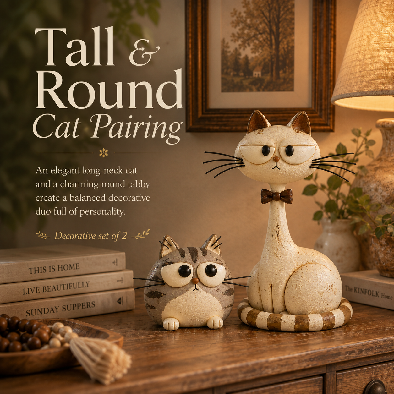 Vintage Folk Art Cat Sculptures