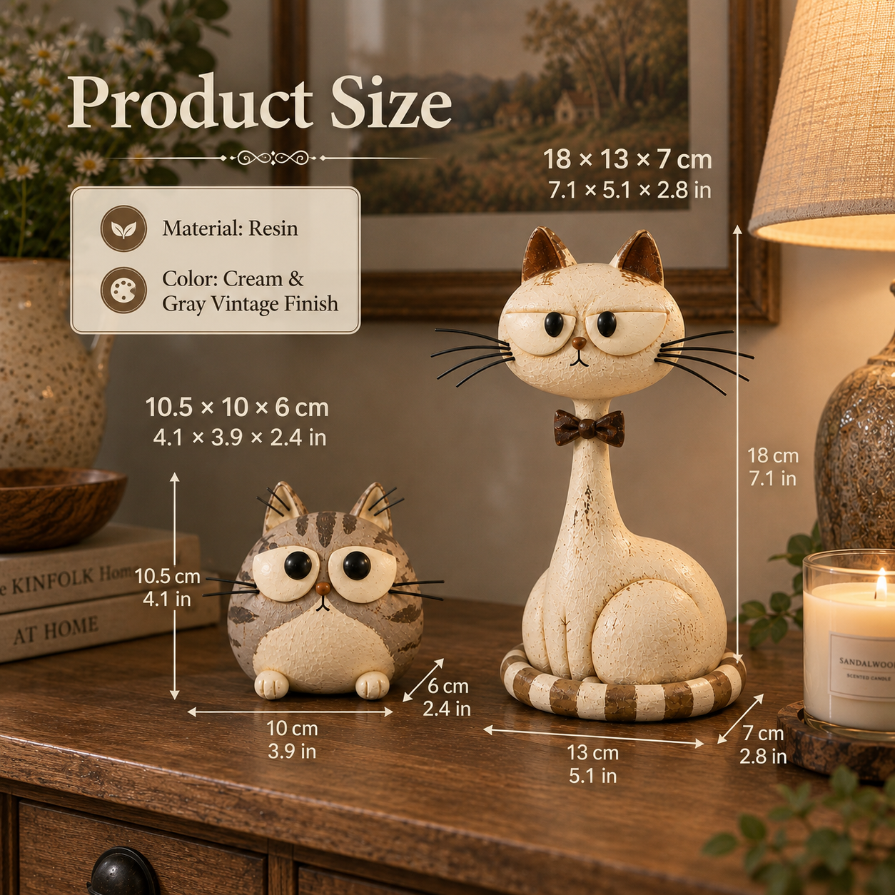 Vintage Folk Art Cat Sculptures