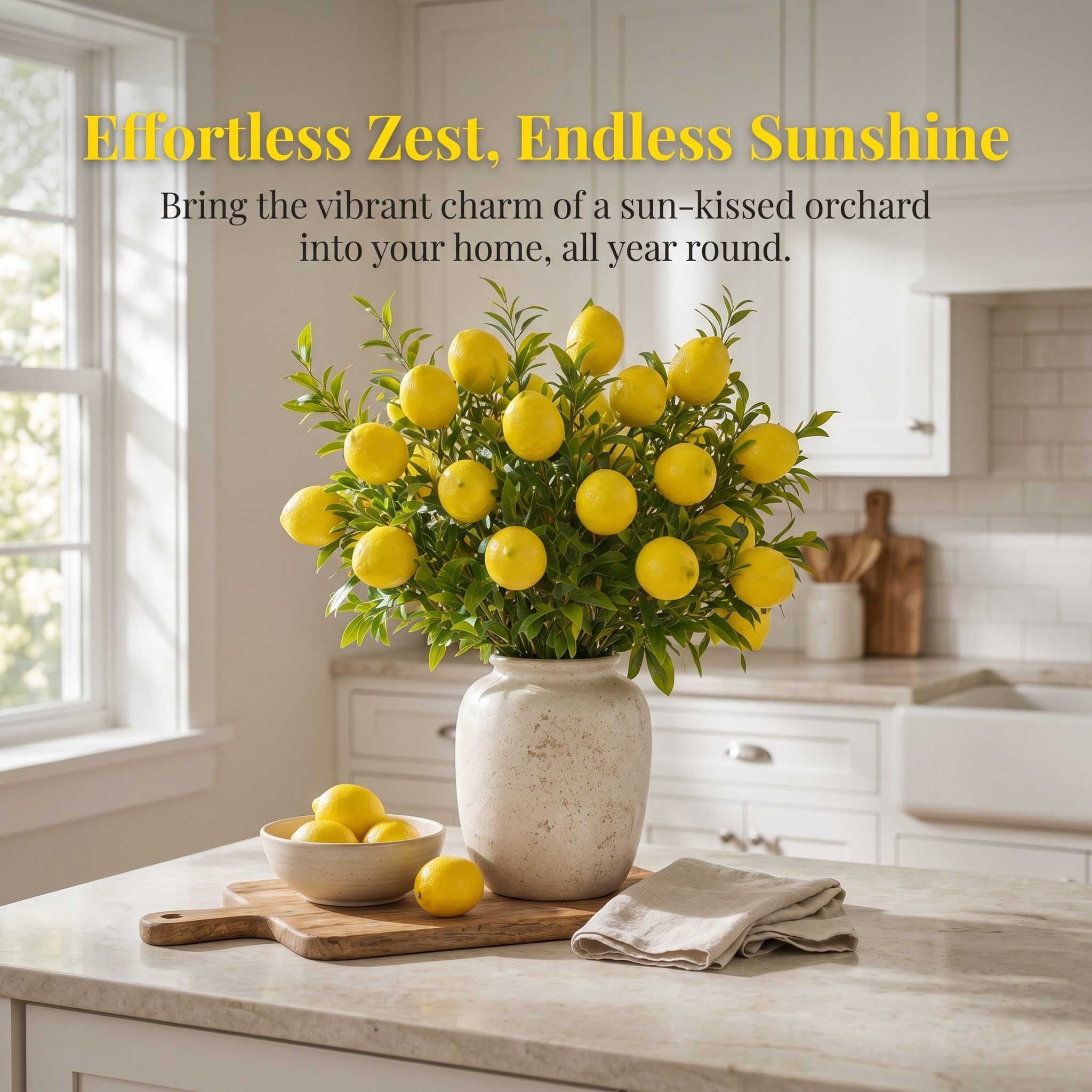 2-Pack 7-Head Artificial Lemon Fruit Stems