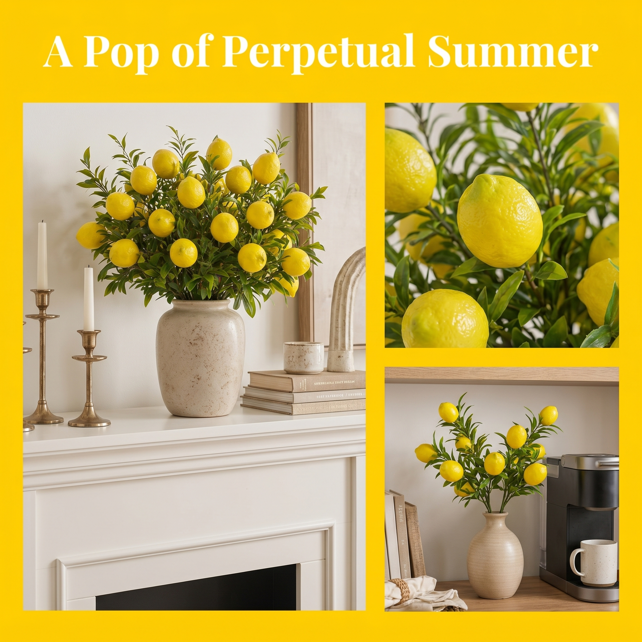2-Pack 7-Head Artificial Lemon Fruit Stems