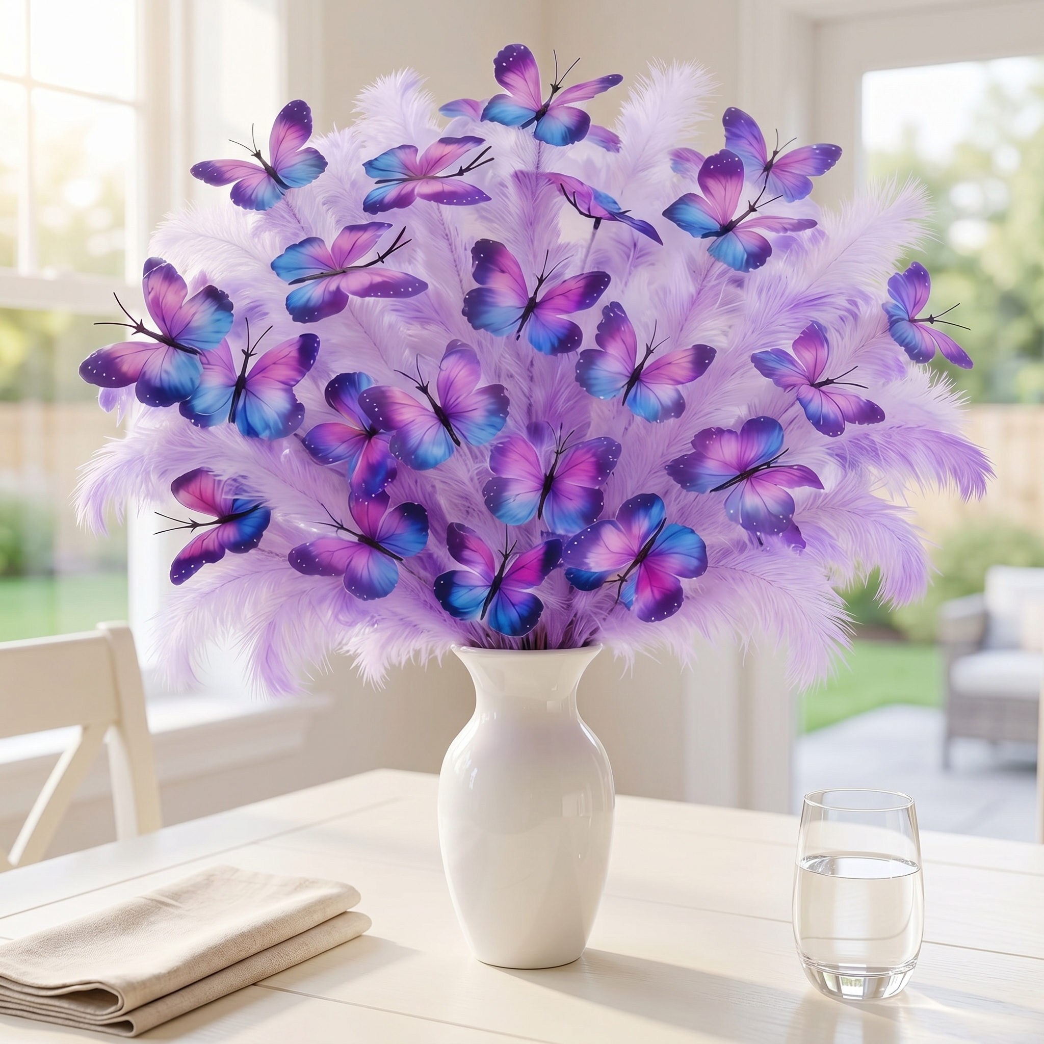 3-Piece Purple Butterfly Faux Floral Stems