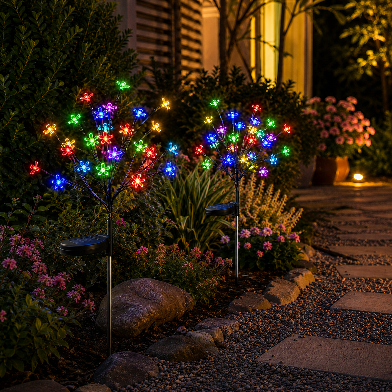 2-Pack Solar Flower LED Lights – 40-LED Outdoor Garden Decor for Patio, Yard & Pathway