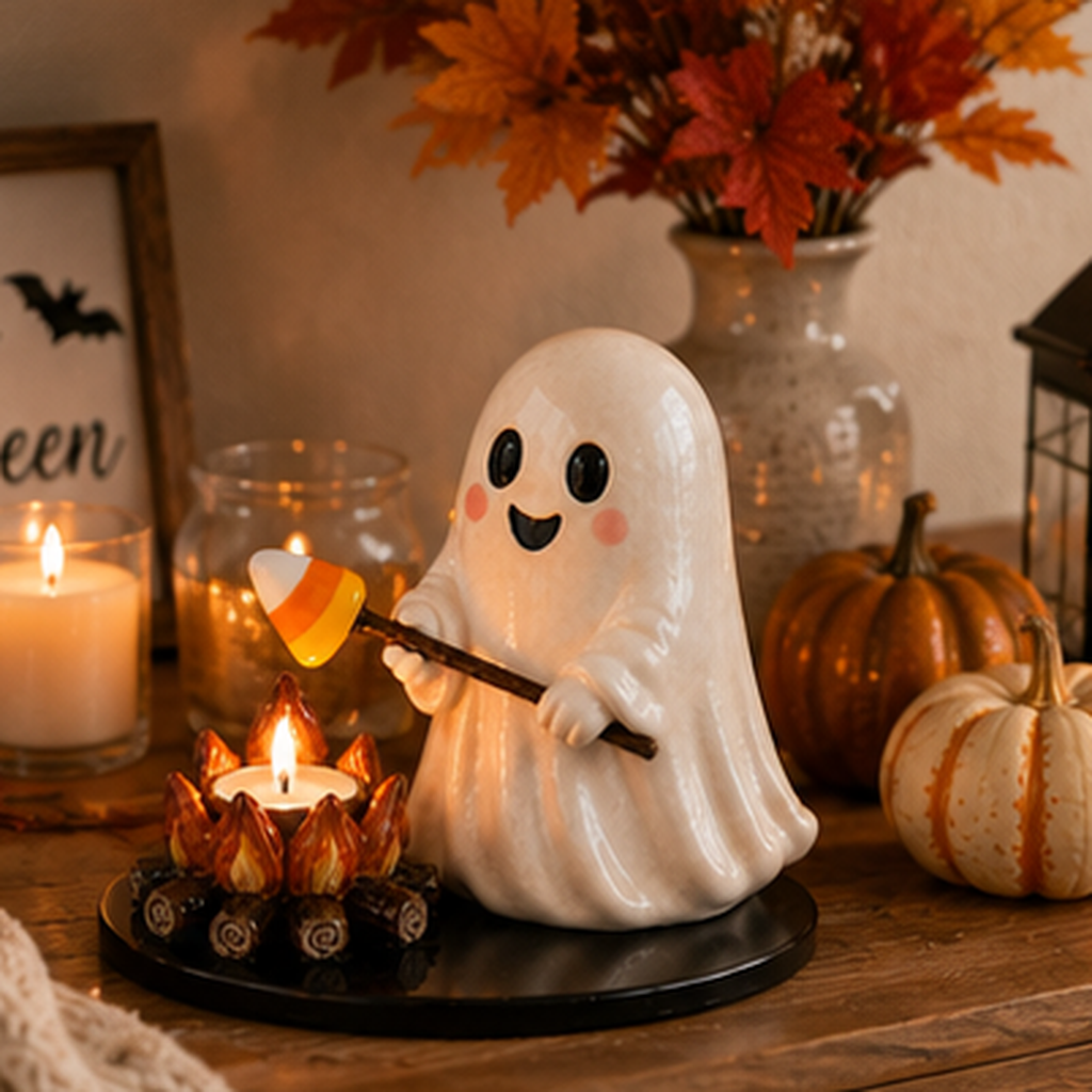 Cute Ghost Campfire Tealight Holder