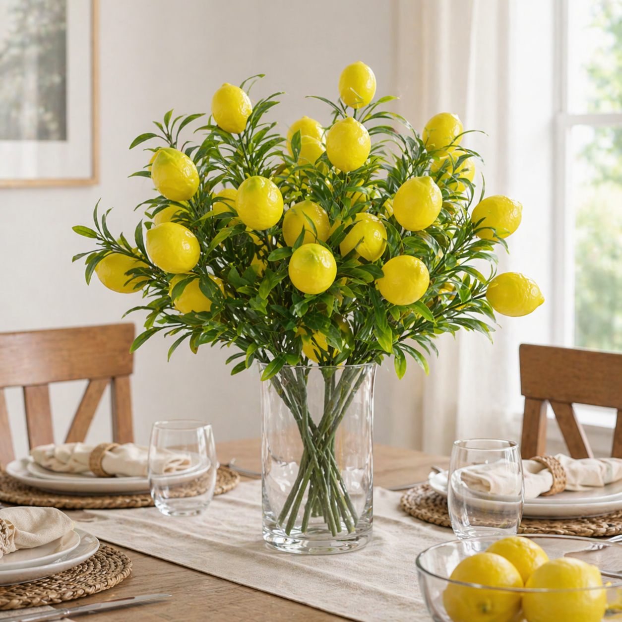 2-Pack 7-Head Artificial Lemon Fruit Stems