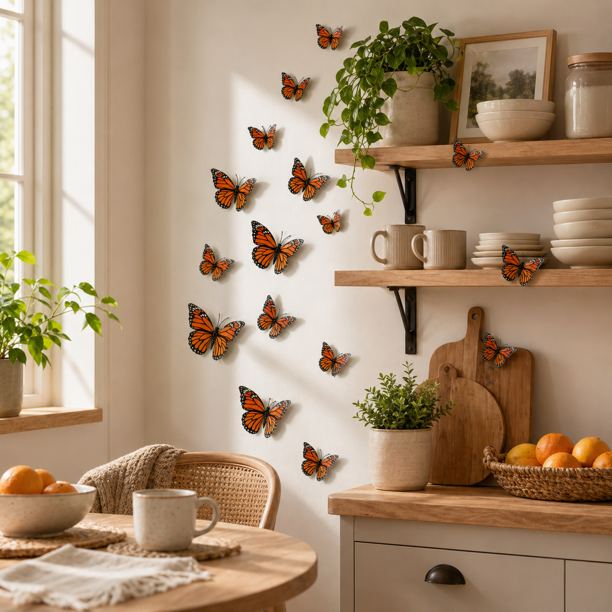 24-Piece 3D Artificial Monarch Butterfly Wall Decor Set