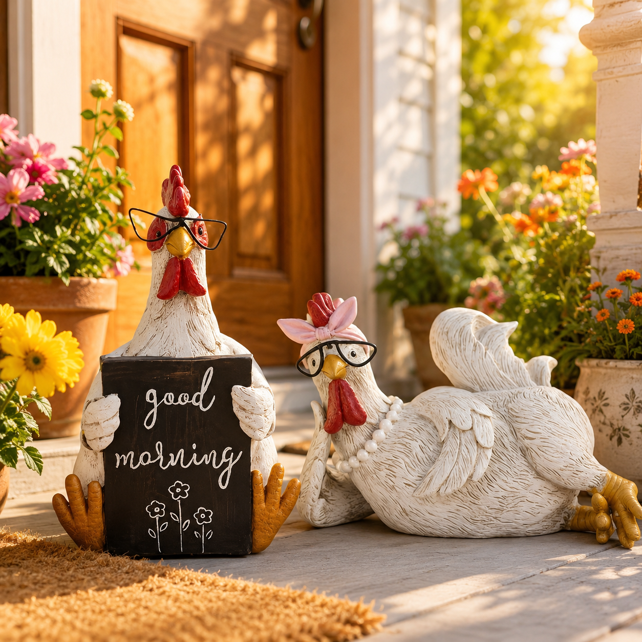 Funny Farmhouse Chicken Figurine Decor