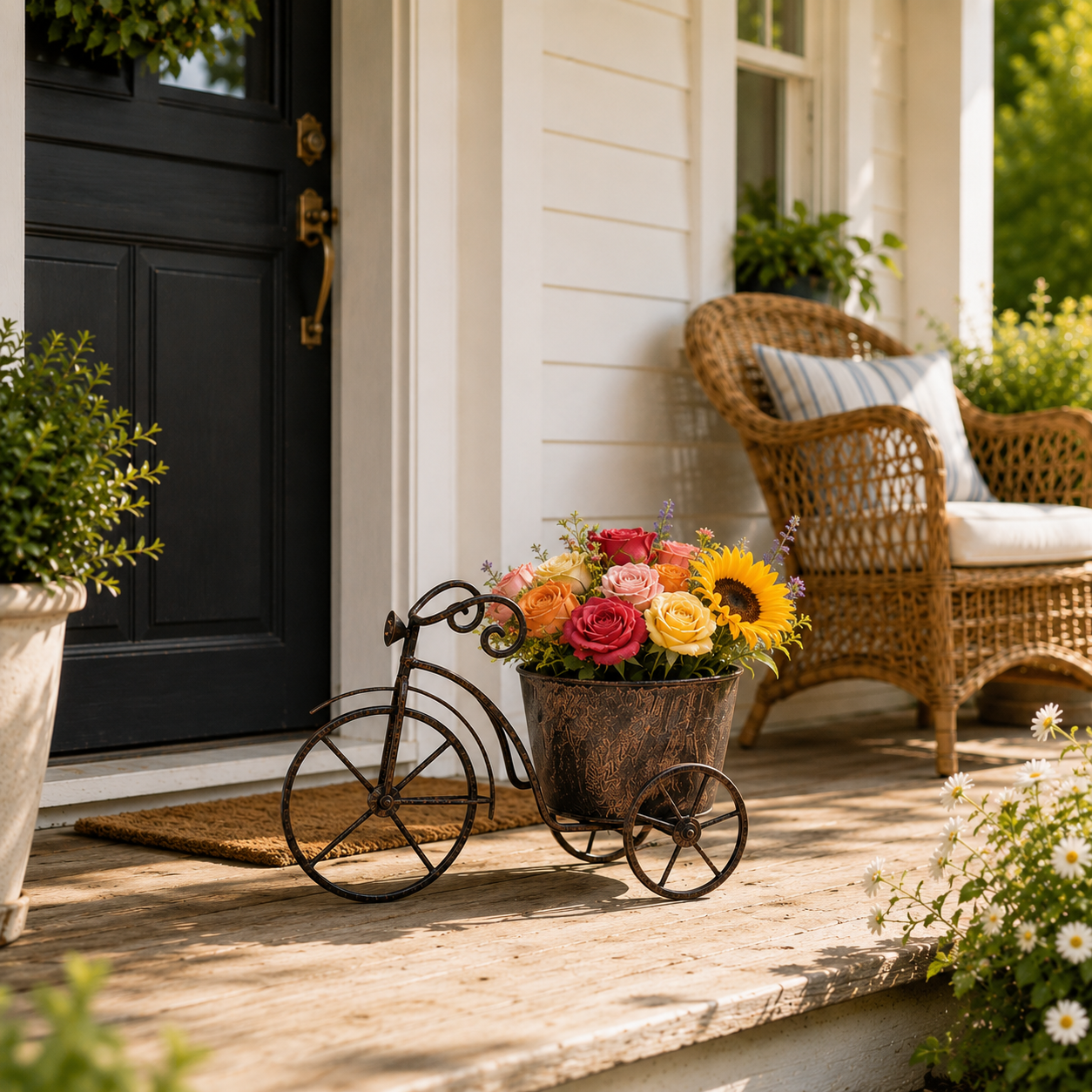 Vintage Bicycle Metal Planter for Flowers