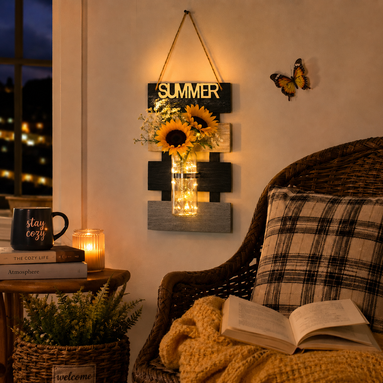 Rustic Farmhouse Wall Vase with LED Lights