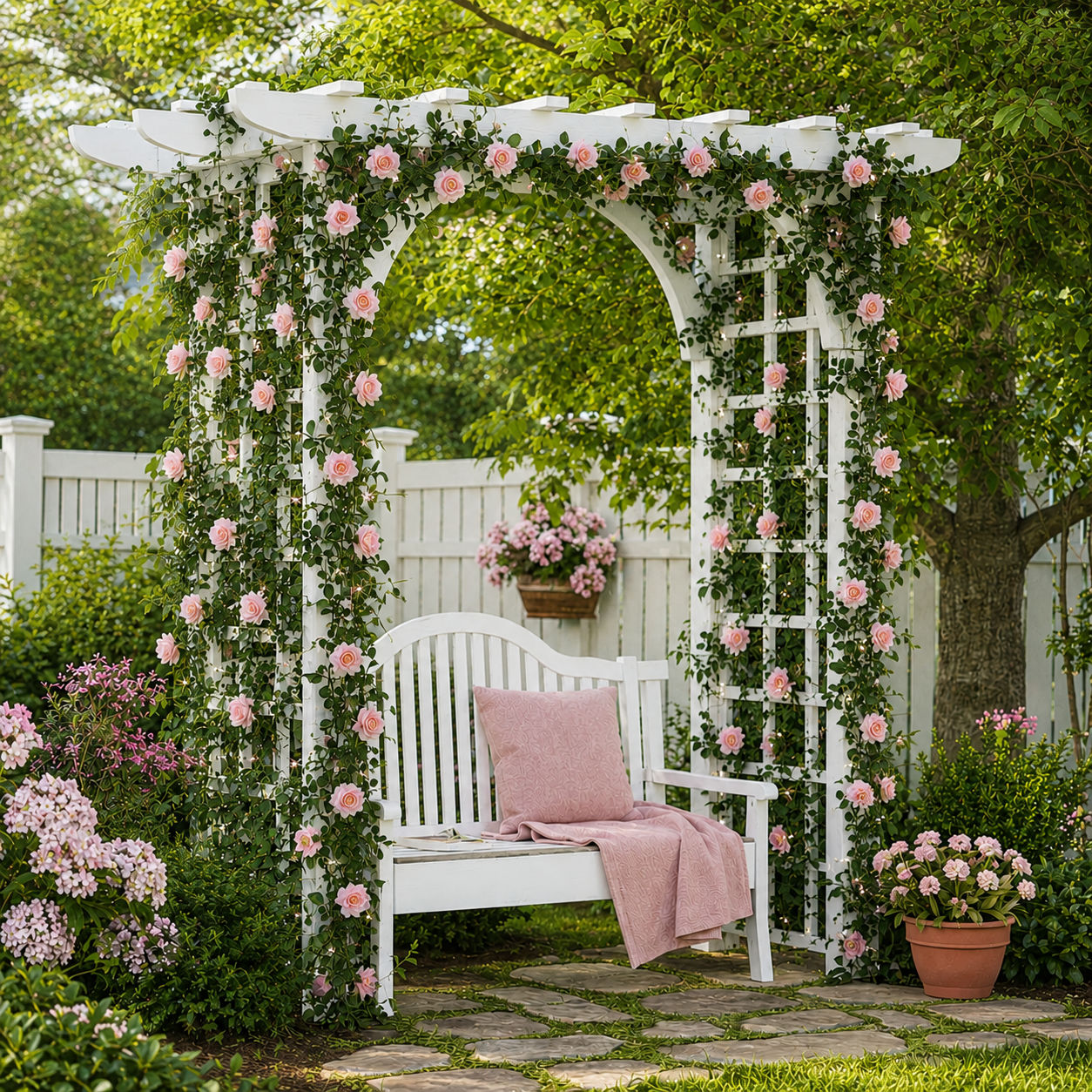 78.7 in 20 Warm LED Champagne Rose Garland String Lights