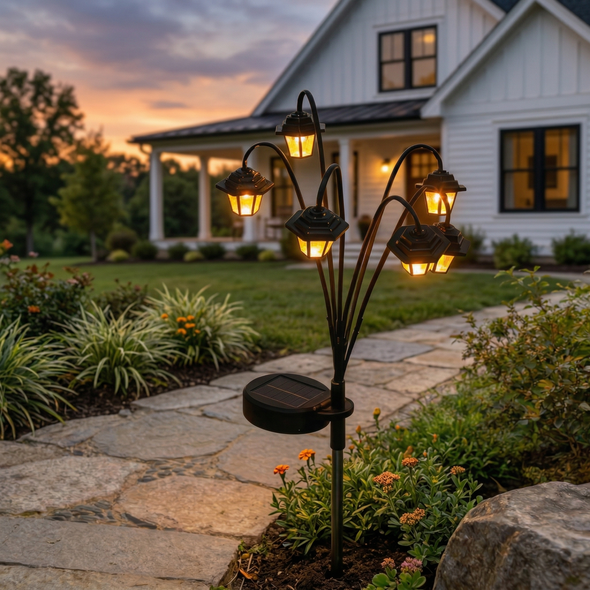 Vintage Solar Lantern Pathway Light