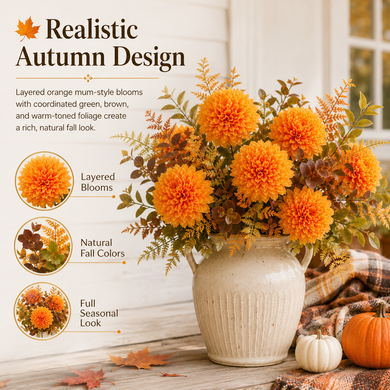 6-Pack Artificial Fall Flowers for Outdoor