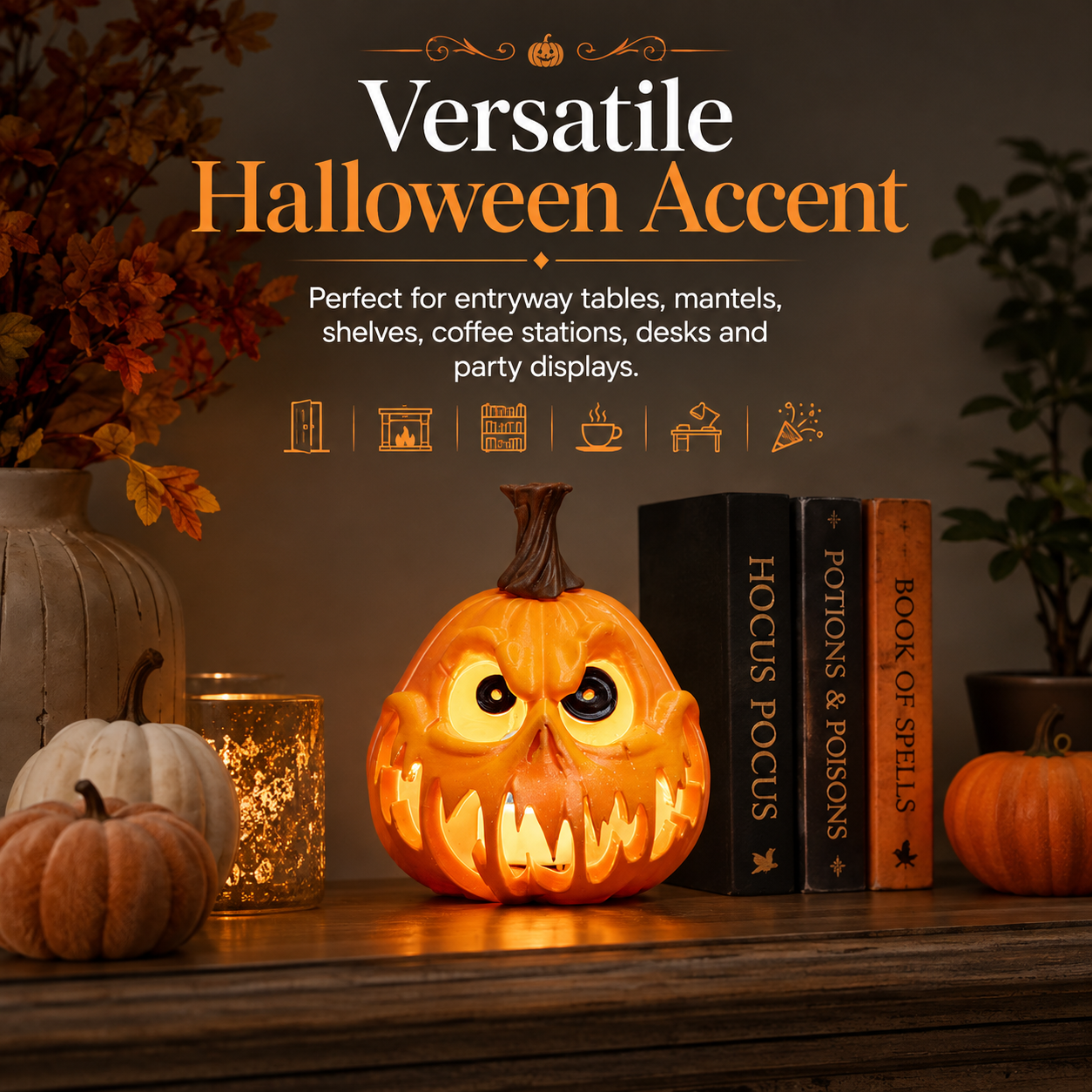 Lighted Halloween Pumpkin Tabletop Decor