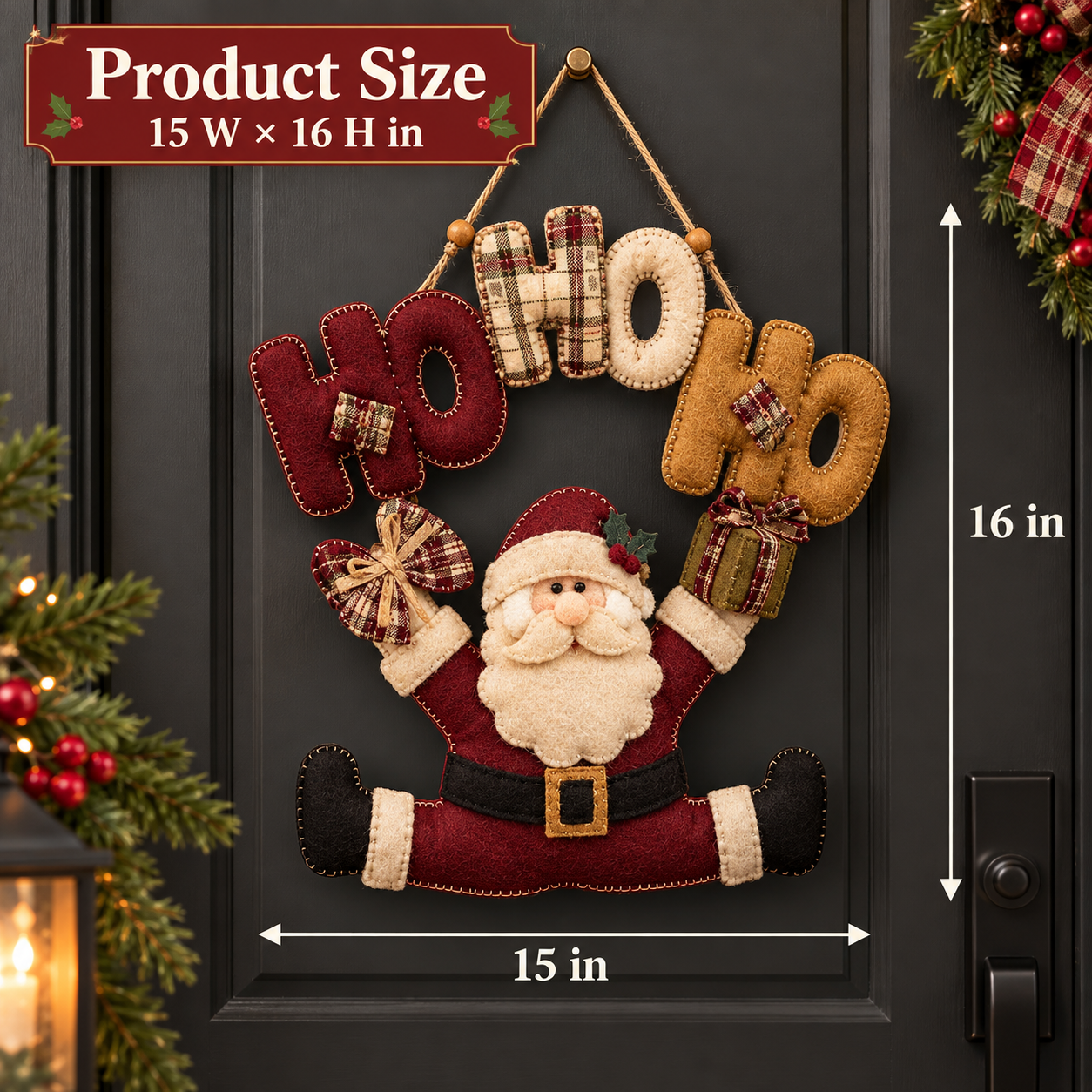 Lighted Santa Claus Christmas Door Hanger