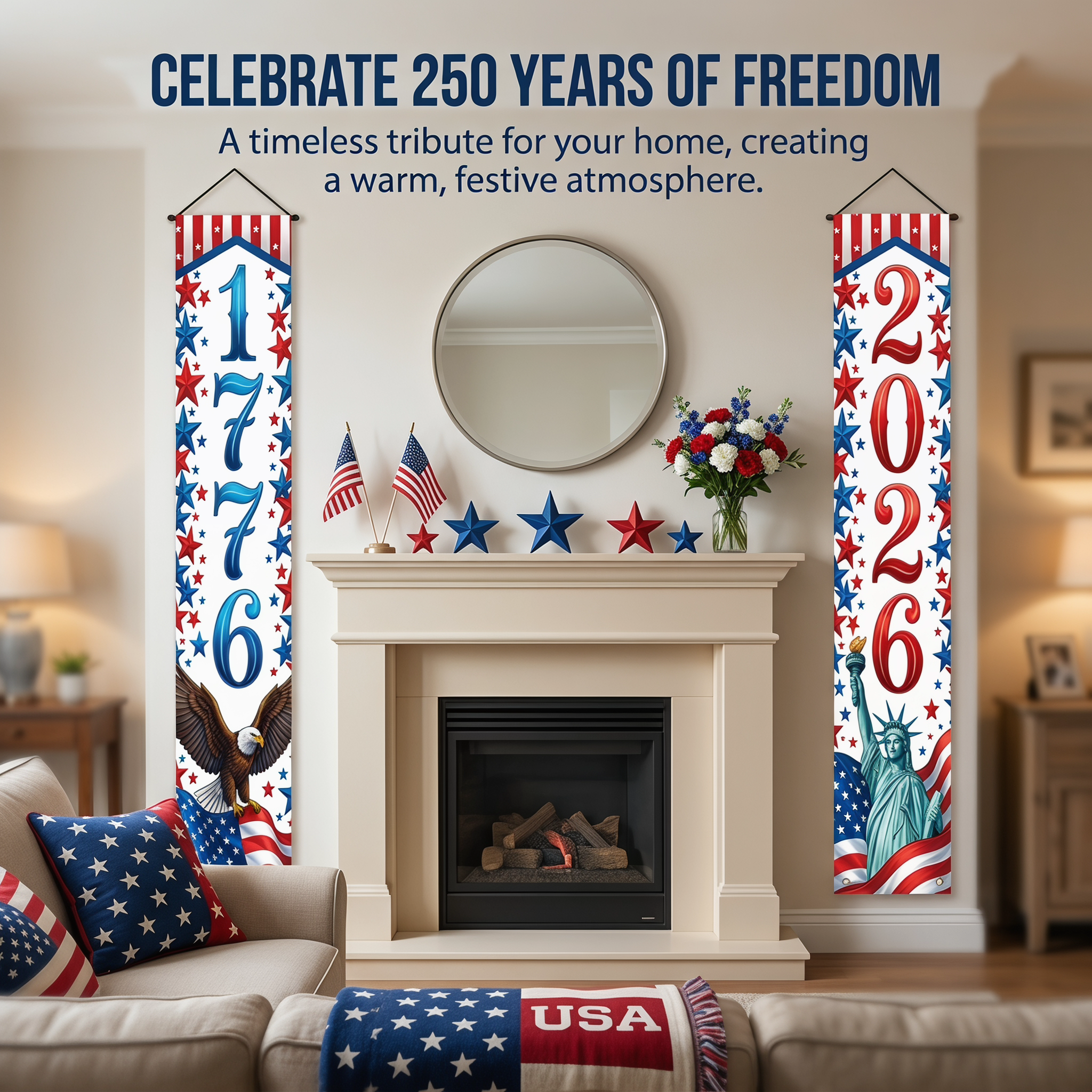 4-Piece Patriotic Porch Banner Set (1776–2026)