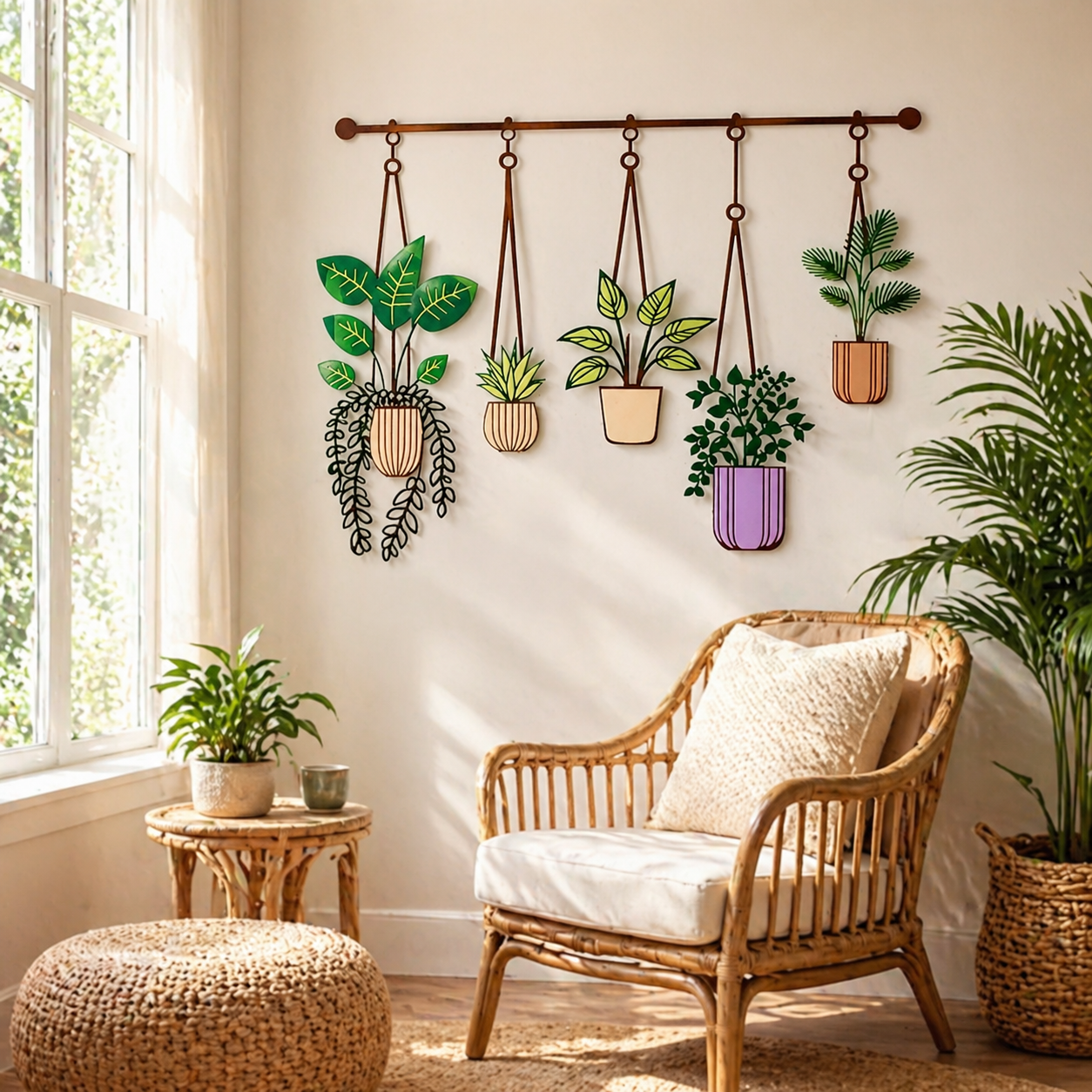 1-Piece Large Metal Hanging Plant Wall Decor