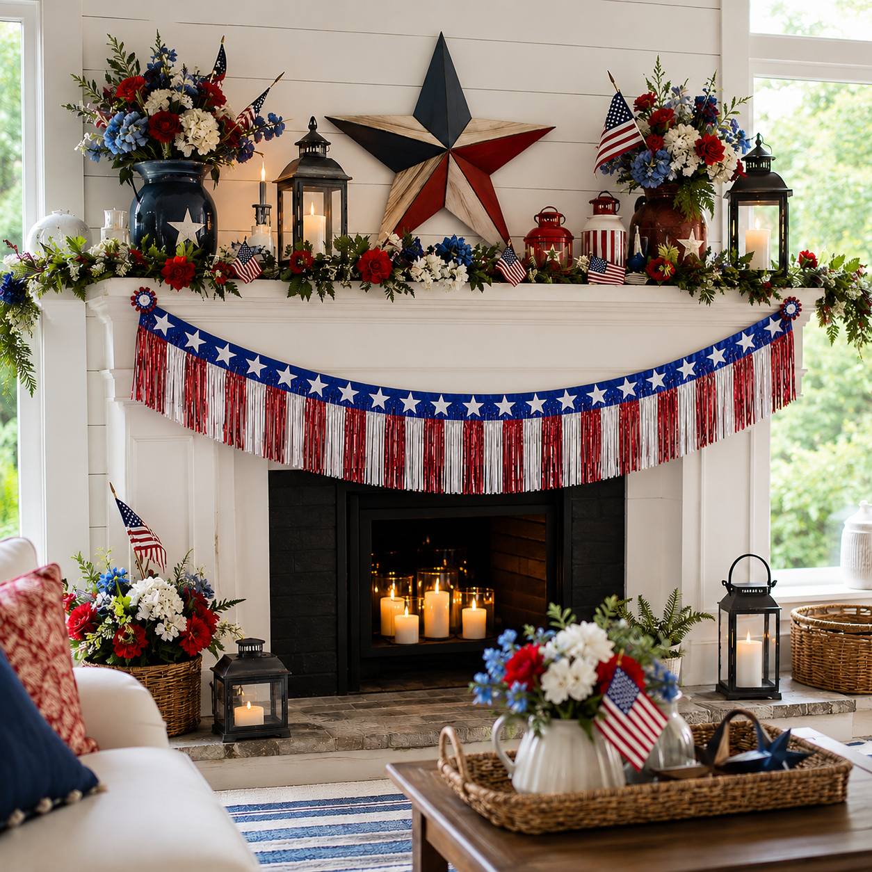 2-Pack Patriotic Red, White & Blue Fringe Banner