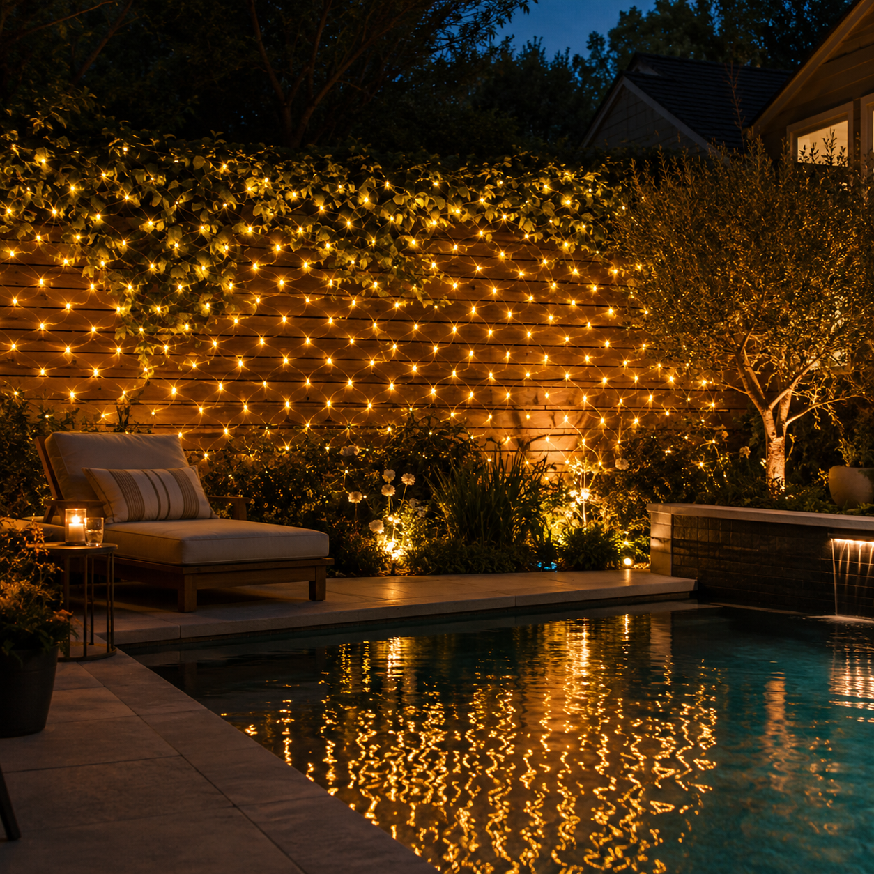 118 × 79 in 192 LED solar-powered remote-controlled net lights