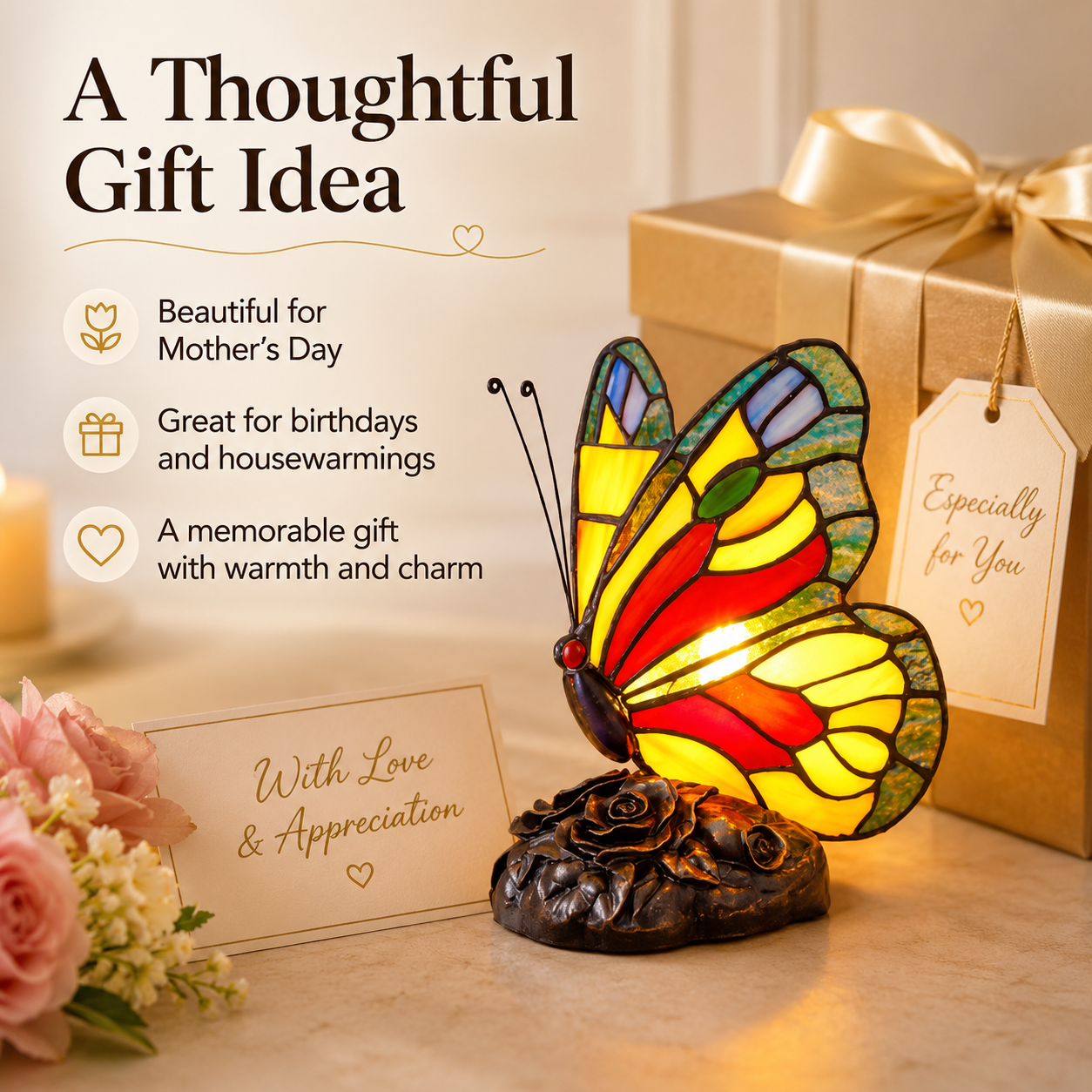 Stained Butterfly Accent Lamp