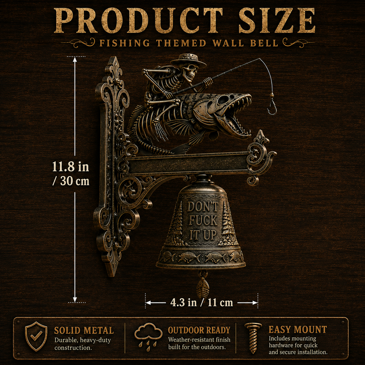 Skeleton Fisherman Wall Bell