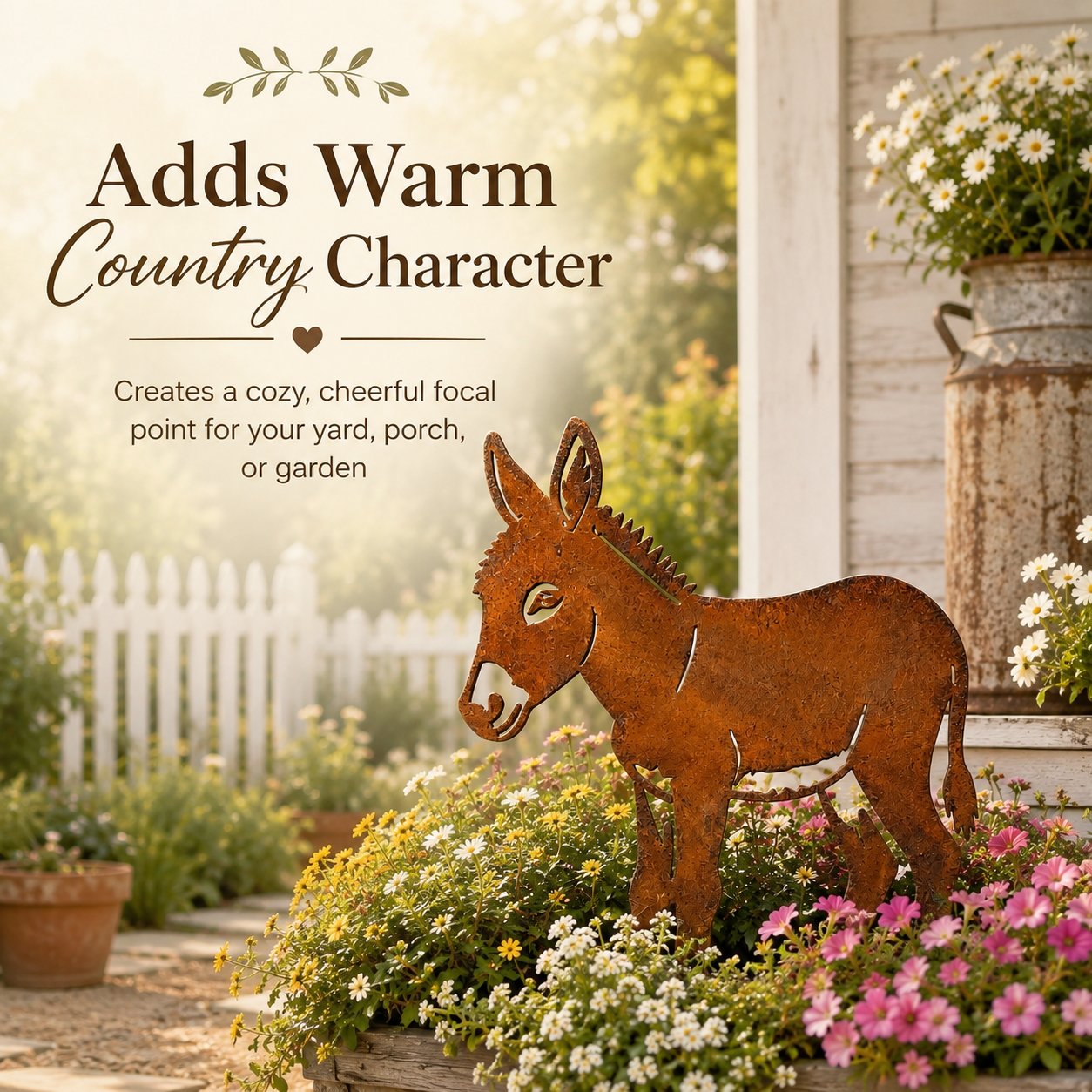 Rusty Donkey Metal Garden Stake