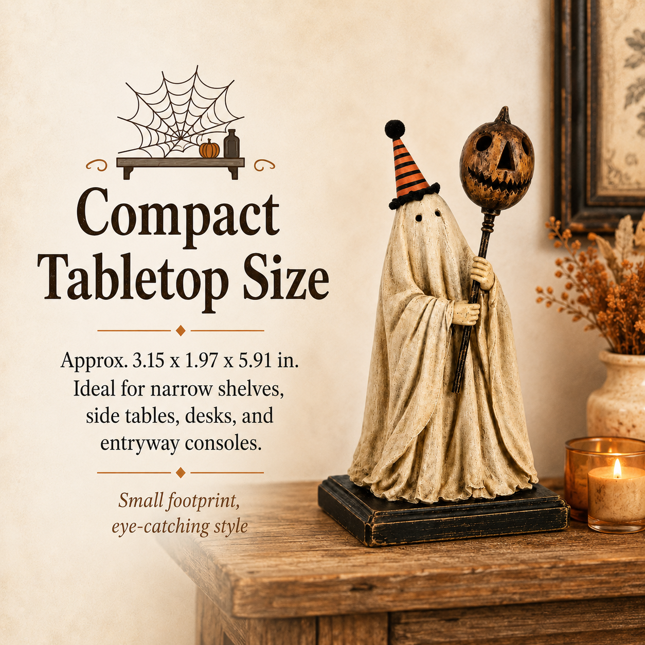 Halloween Ghost Figurine with Remote Control Light
