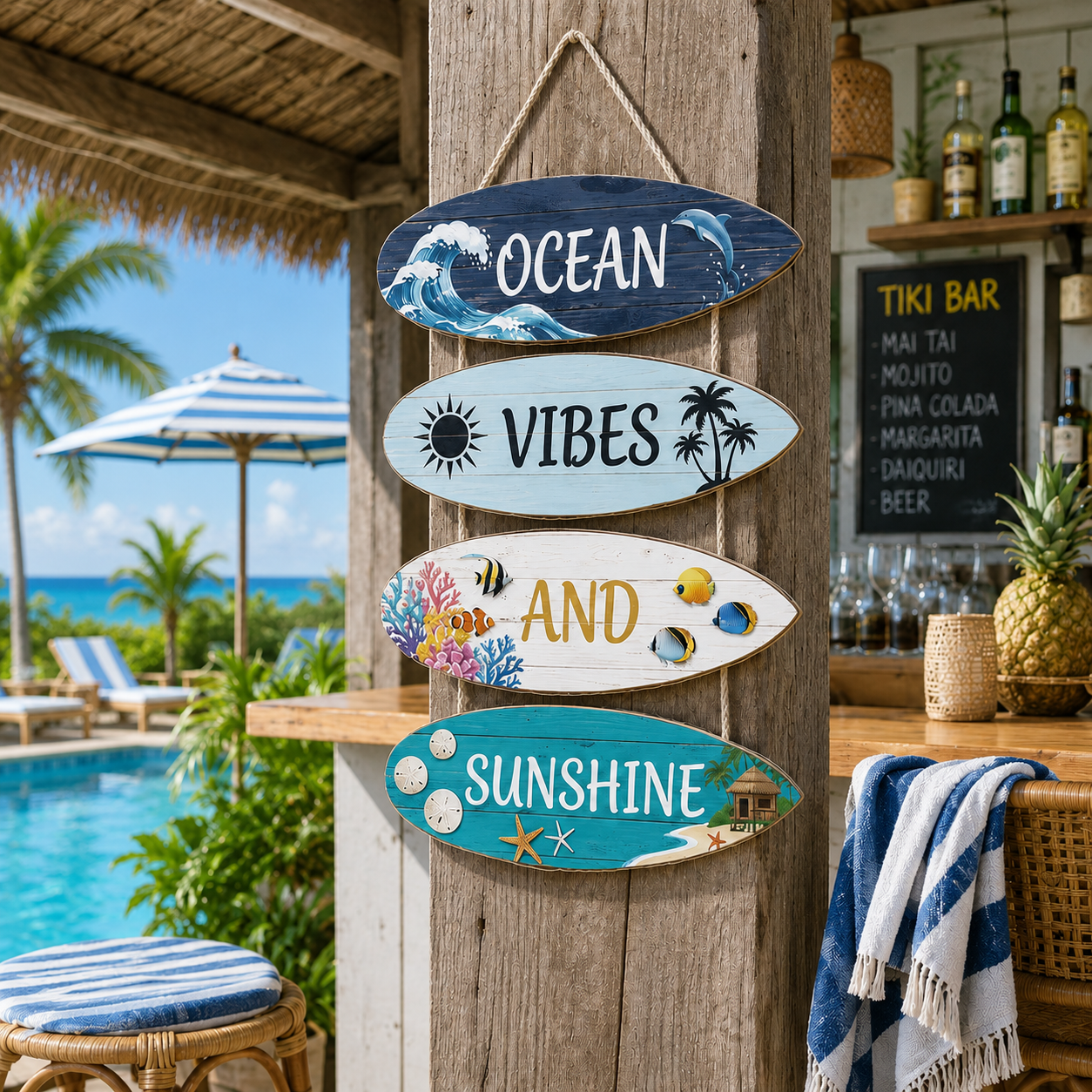 Ocean Vibes and Sunshine Surfboard Hanging