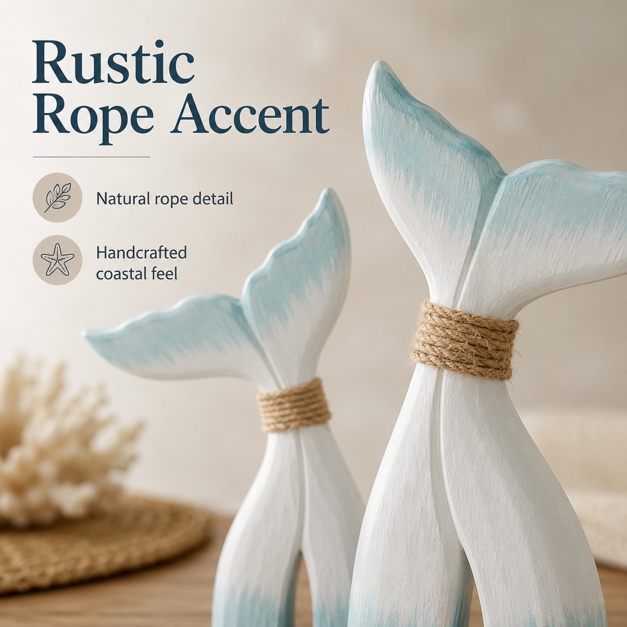 Coastal Fish Tail Table Decor Set of 3