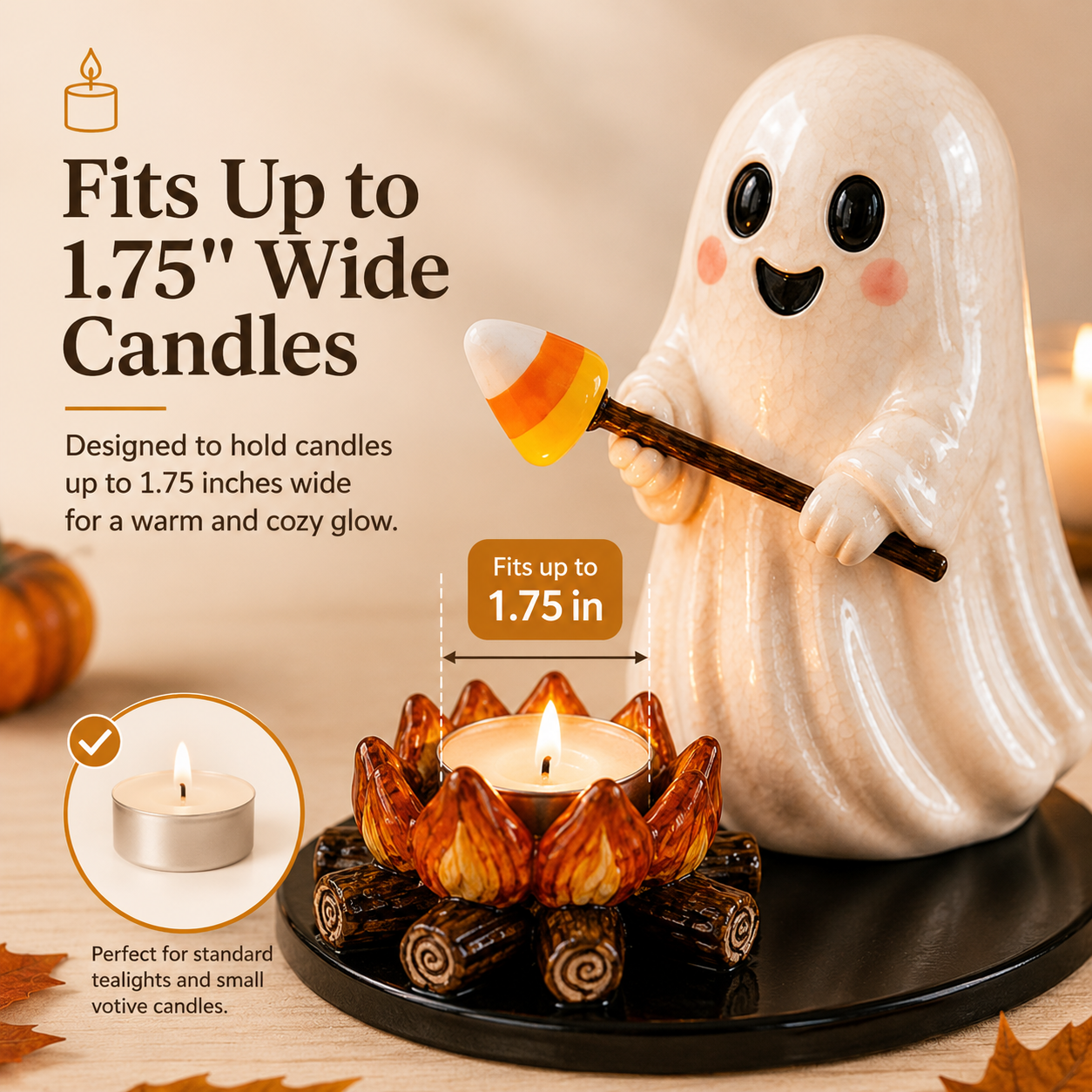 Cute Ghost Campfire Tealight Holder