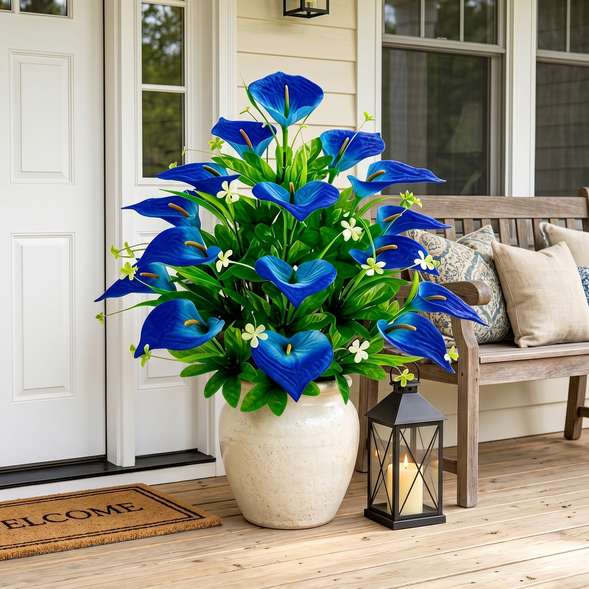 2-Bundle 36-Head Realistic Blue Calla Lily Bouquet