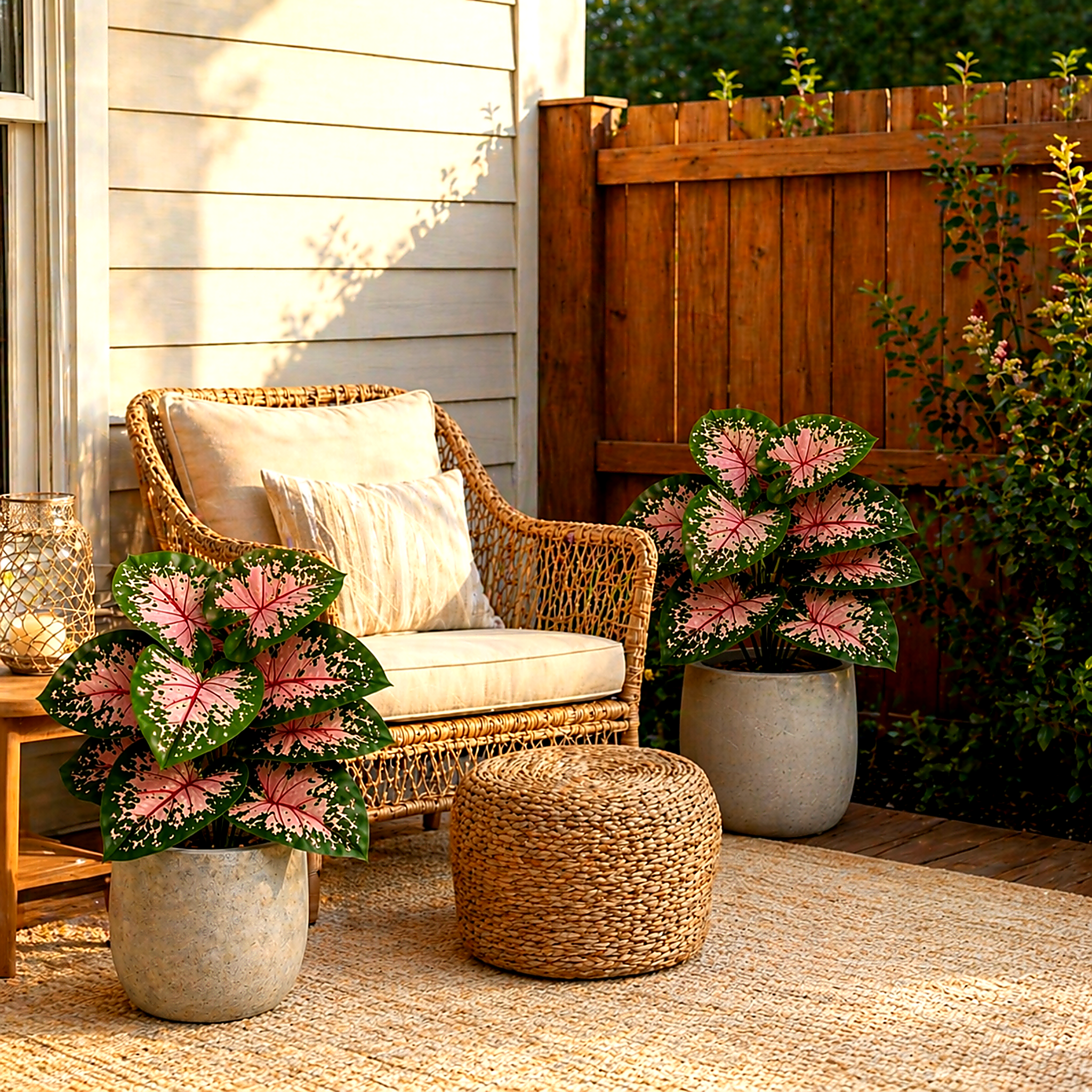 2-Pack 12-Head Artificial Pink Caladium Plants