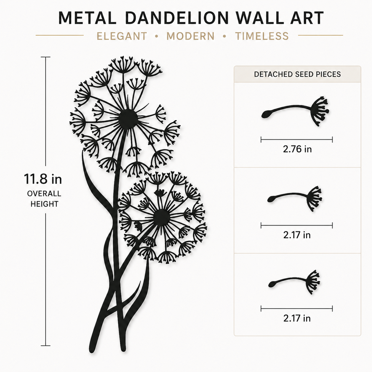 Black Metal Dandelion Wall Art Decor
