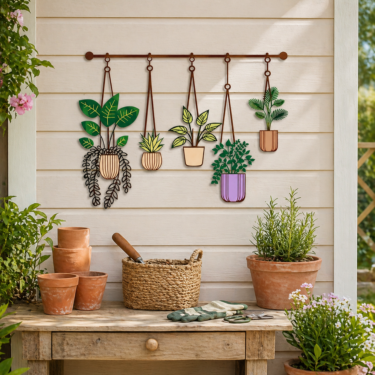 1-Piece Large Metal Hanging Plant Wall Decor