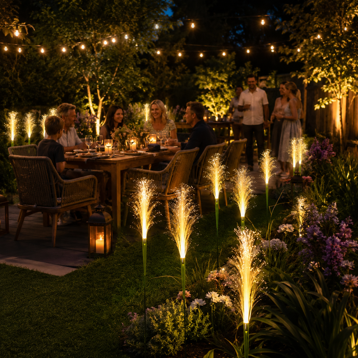 2-Pack 28in Solar Fiber Optic Reed Garden Lights