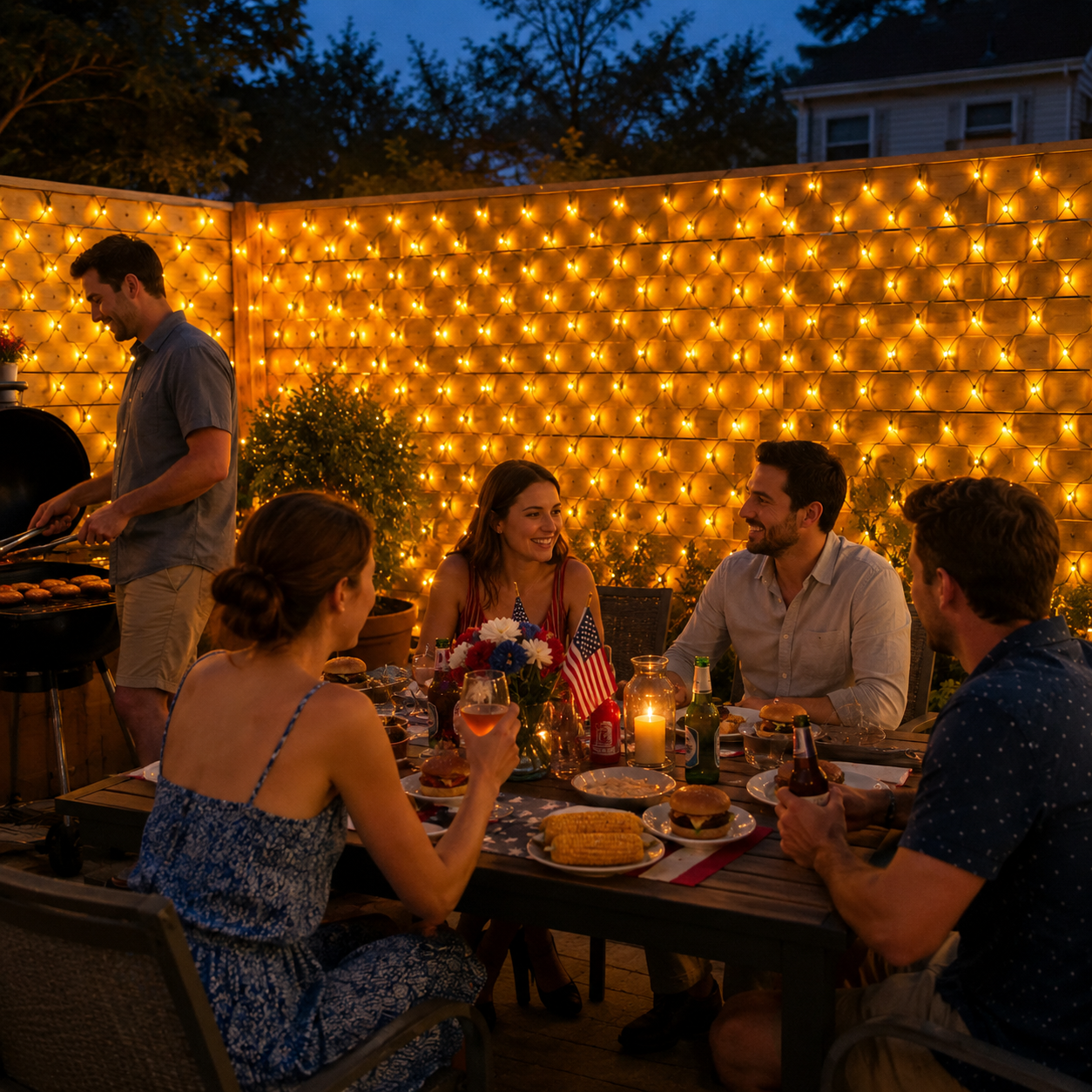 118 × 79 in 192 LED solar-powered remote-controlled net lights