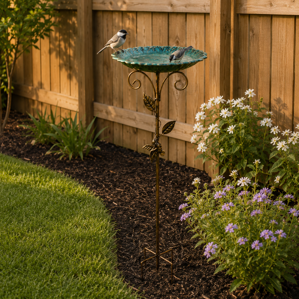 Vintage Mosaic Garden Bird Bath & Feeder