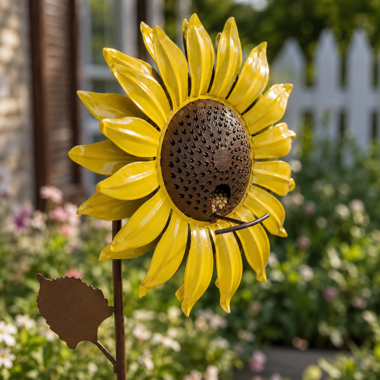 Sunflower Metal Bird Feeder Garden Stake