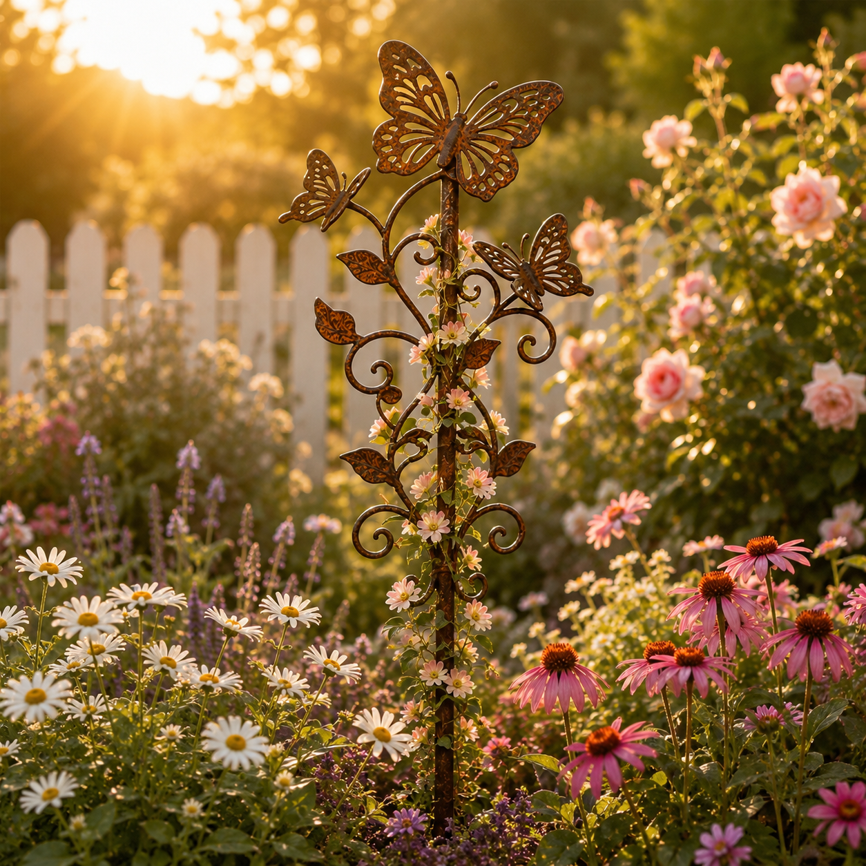 Rustic Metal Butterfly Garden Stake Decor