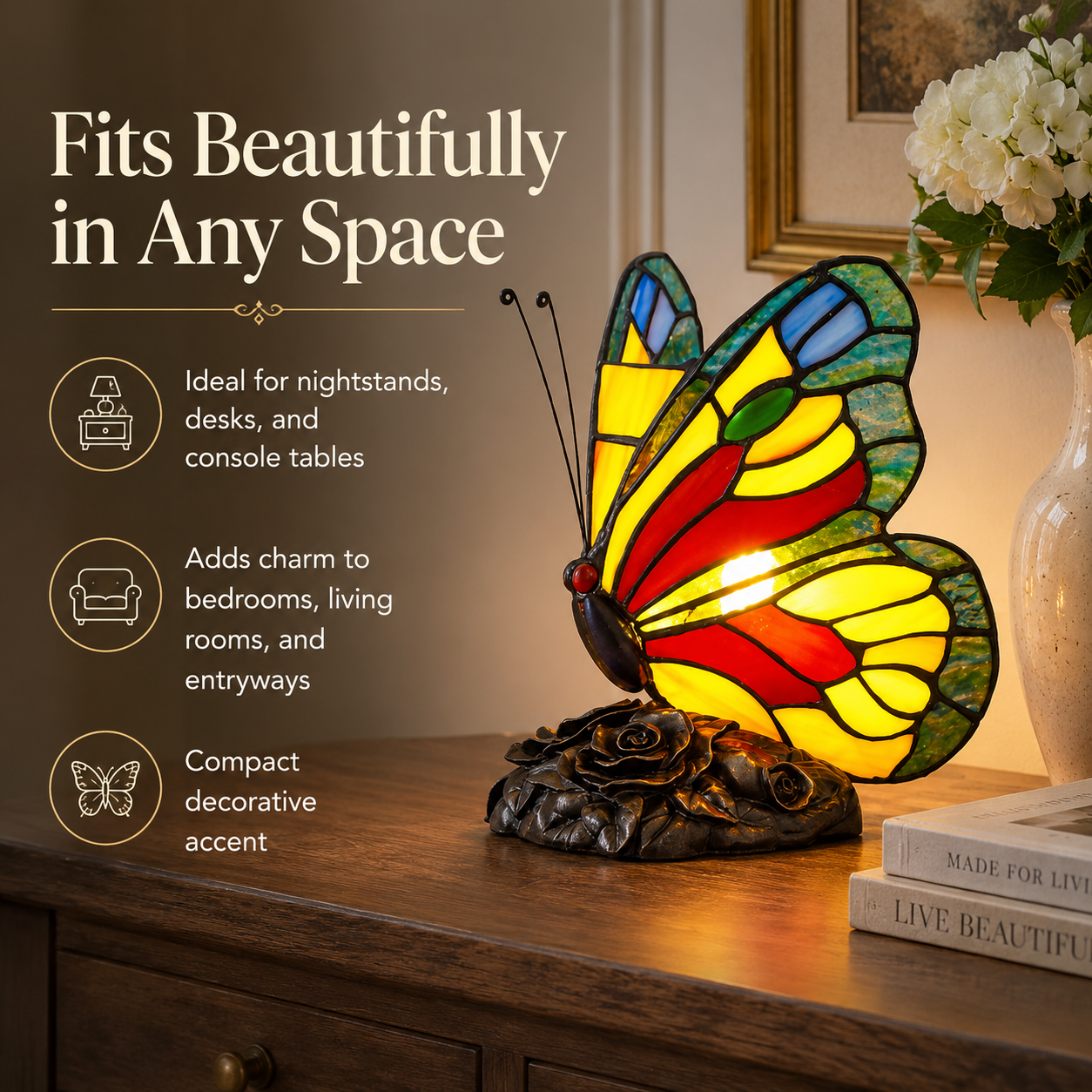 Stained Butterfly Accent Lamp