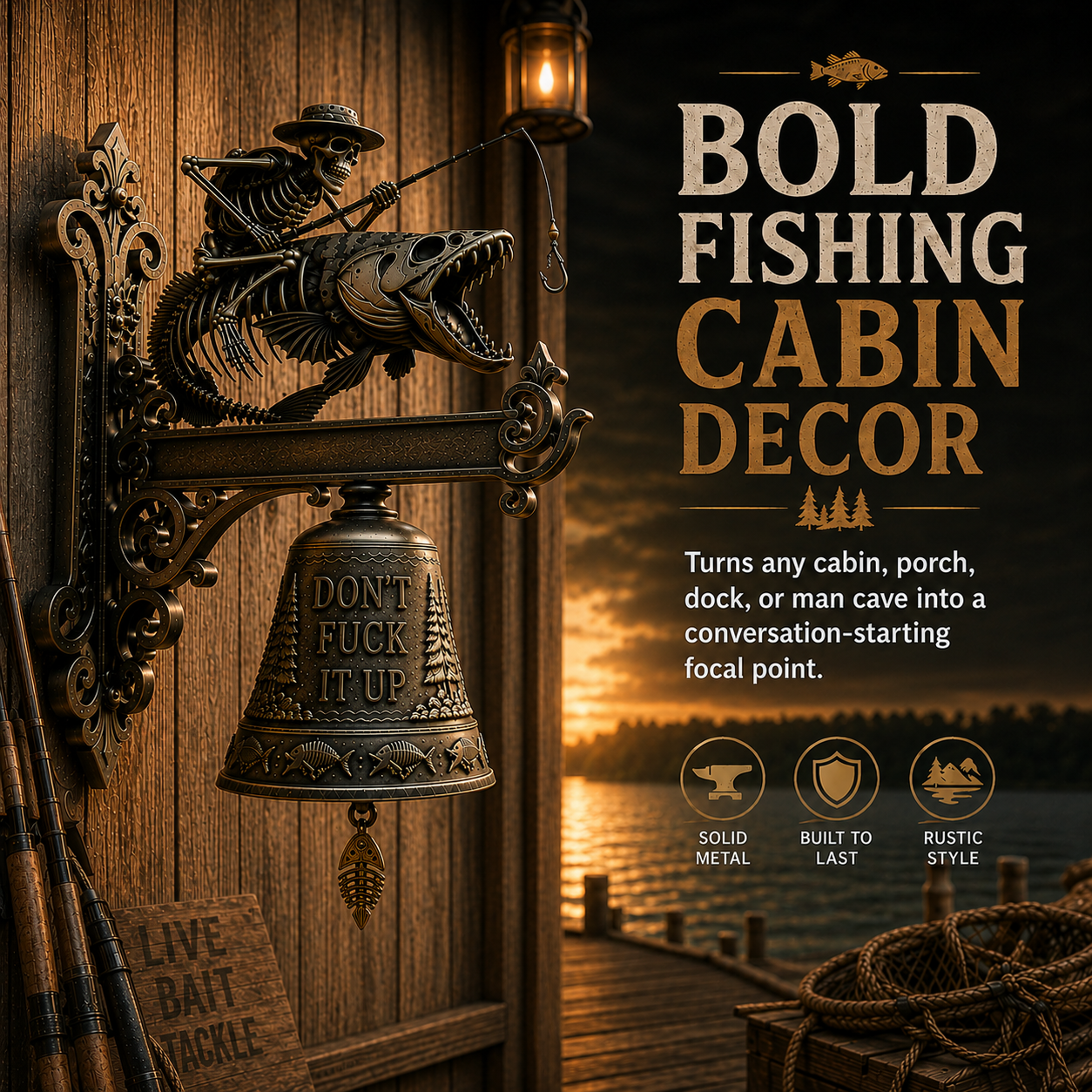 Skeleton Fisherman Wall Bell