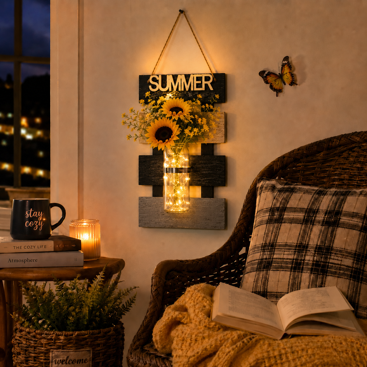 Rustic Farmhouse Wall Vase with LED Lights
