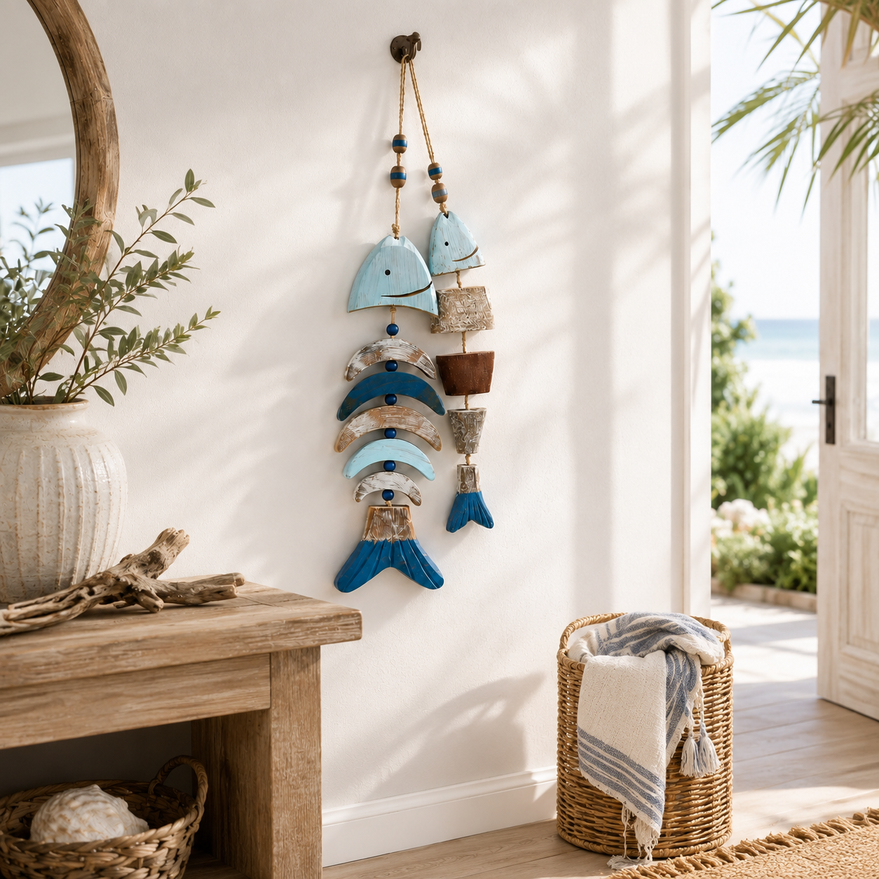 Coastal Fish Wooden Hanging Decor