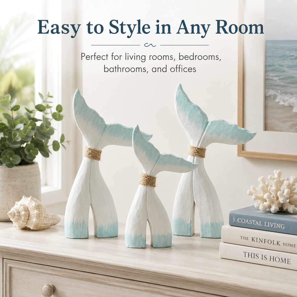 Coastal Fish Tail Table Decor Set of 3