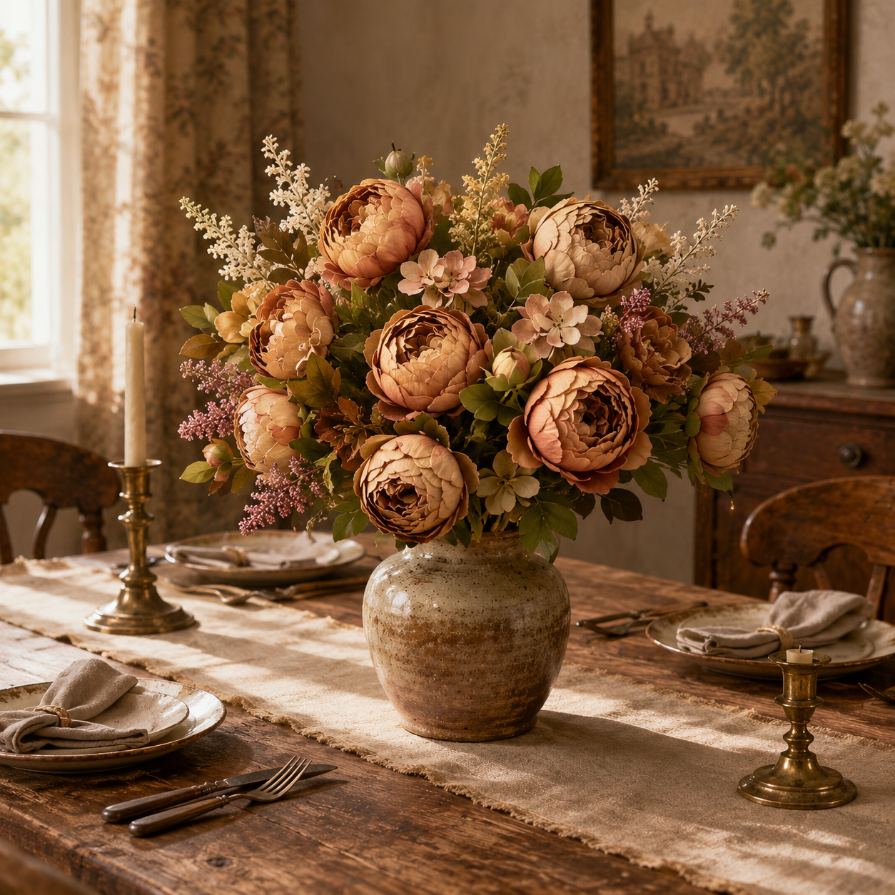 Vintage Artificial Peony Flower Stem