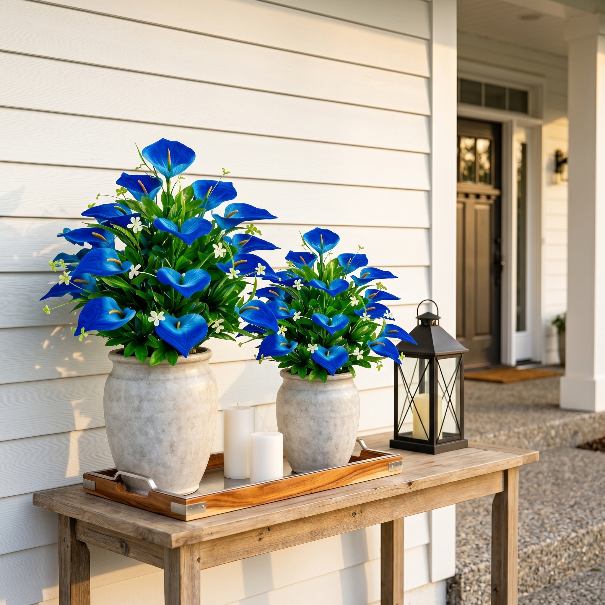 2-Bundle 36-Head Realistic Blue Calla Lily Bouquet