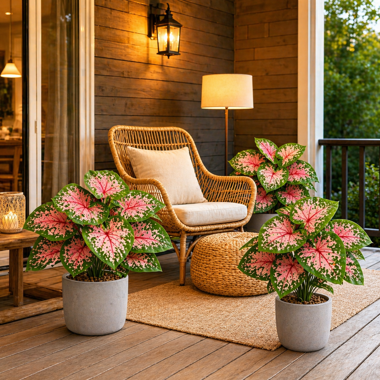 2-Pack 12-Head Artificial Pink Caladium Plants