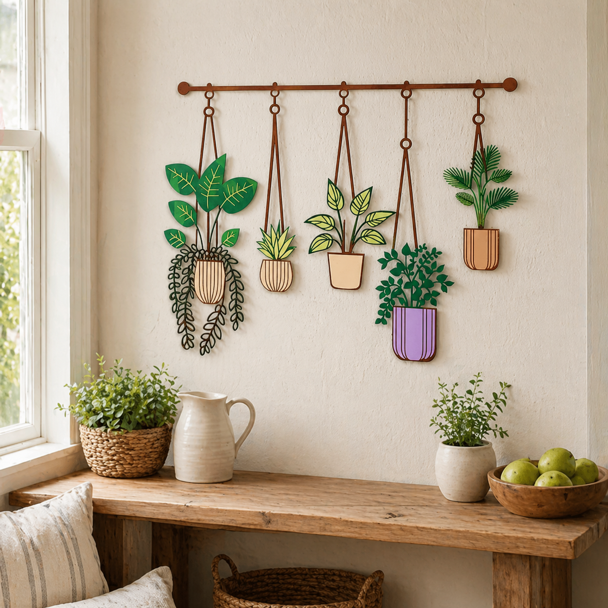 1-Piece Large Metal Hanging Plant Wall Decor